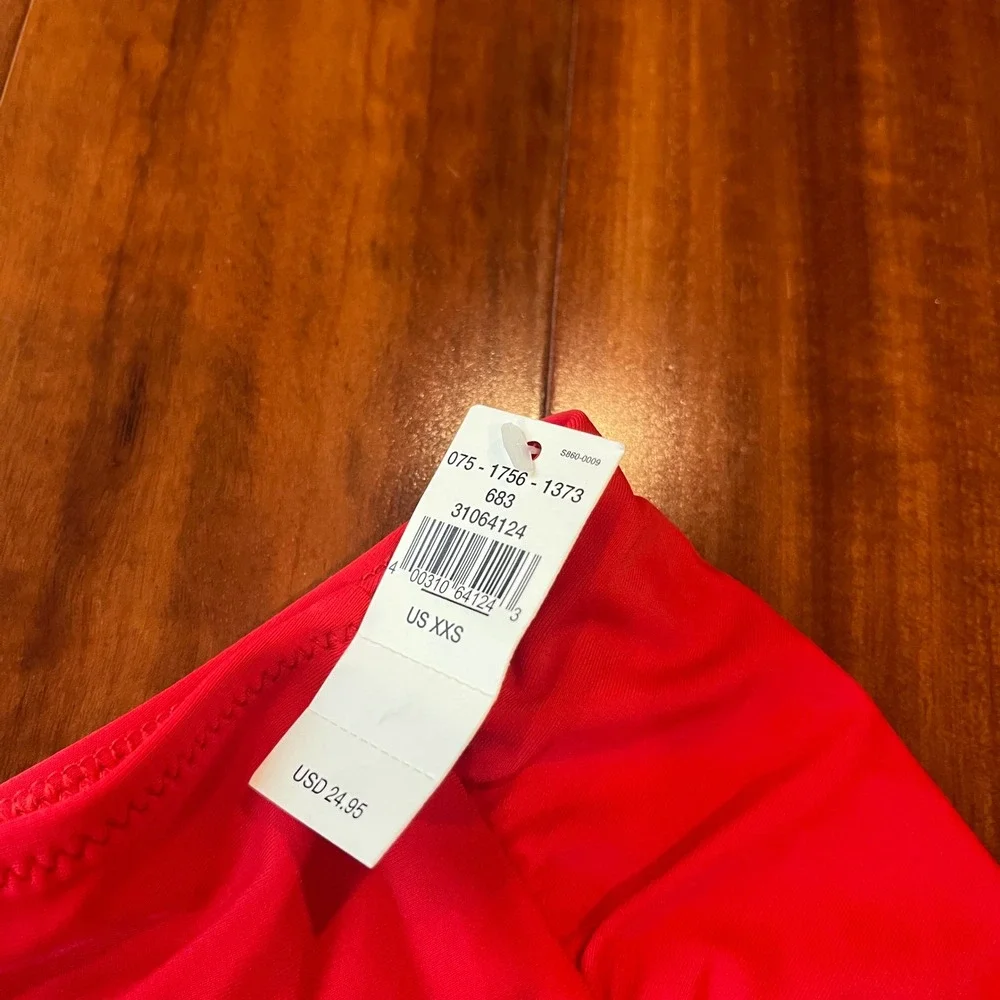 Aerie Bikini Bottom Swim Red High‎ Waisted Full Coverage Ruche New NWT XXS 2XS